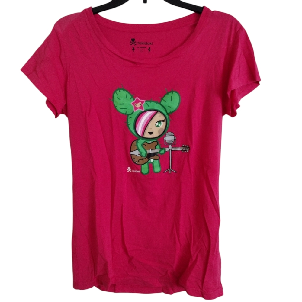 Tokidoki vintage bright pink green cactus T-shirt 100% cotton size Large